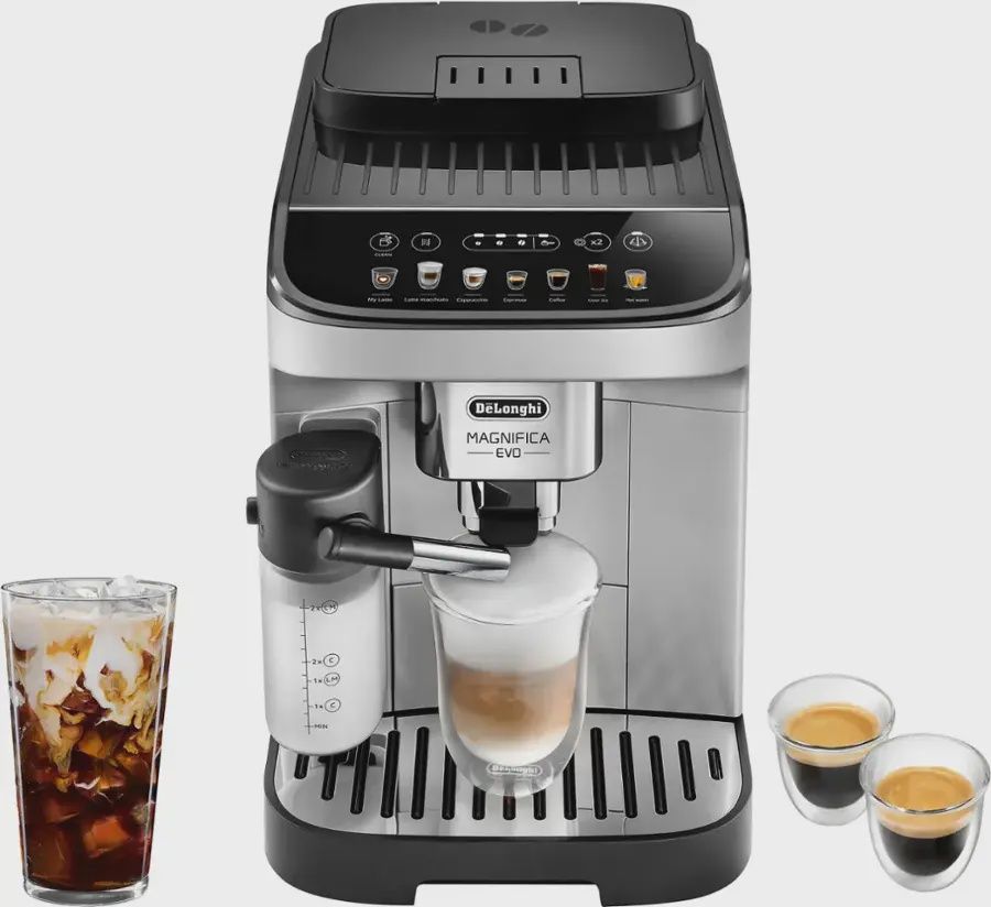 De&#39;Longhi Magnifica Evo espresso machine with automatic milk frother and stainless steel finish