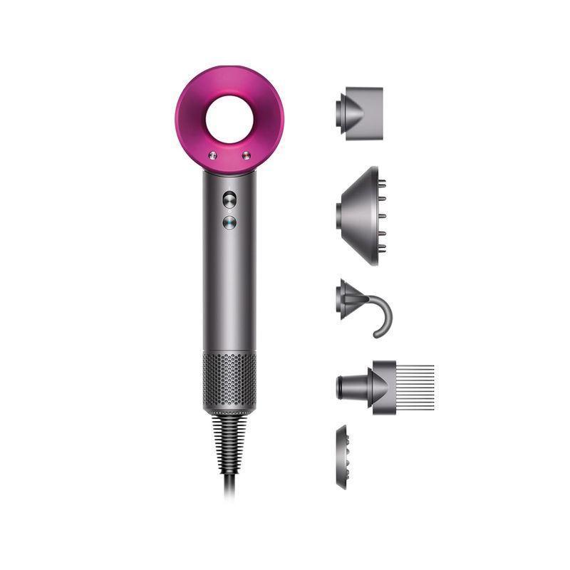 Dyson Supersonic hair dryer in metallic finish with ergonomic handle and compact high-velocity motor