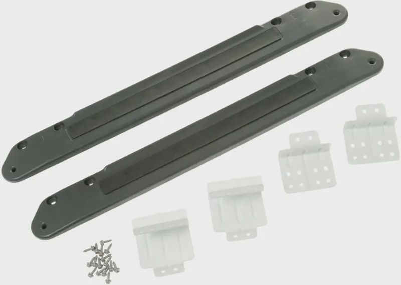 GE GFA28KITN stacking kit for 28-inch front-load washers and dryers, includes brackets and hardware for secure installation.