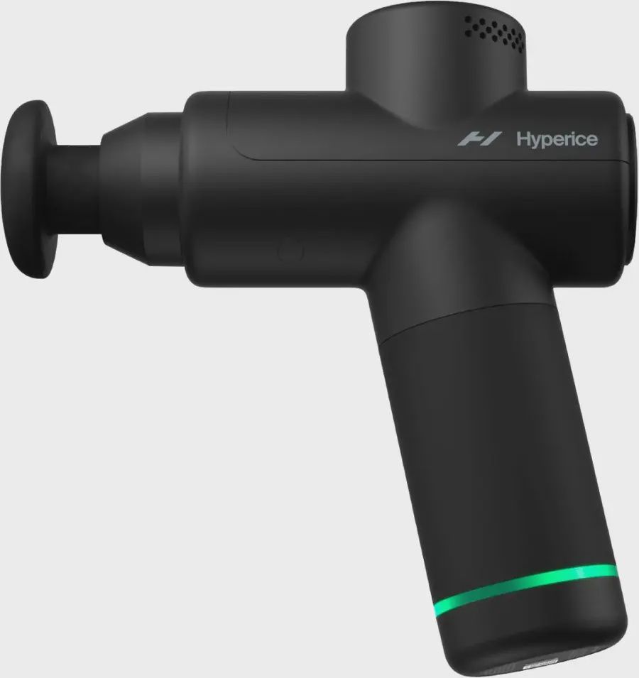 Side view of Hypervolt Go 2 showing massage head attached.