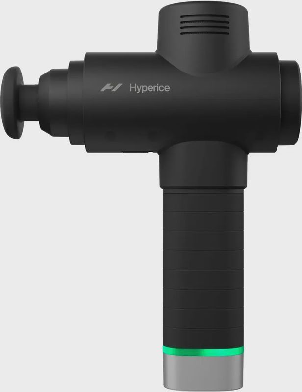 Side view of Hypervolt 2 Pro showing attached massage head.