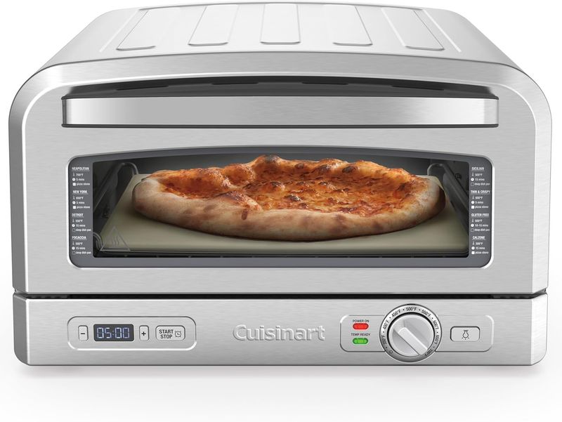 Cuisinart Indoor Pizza Oven with stainless steel finish and compact countertop design