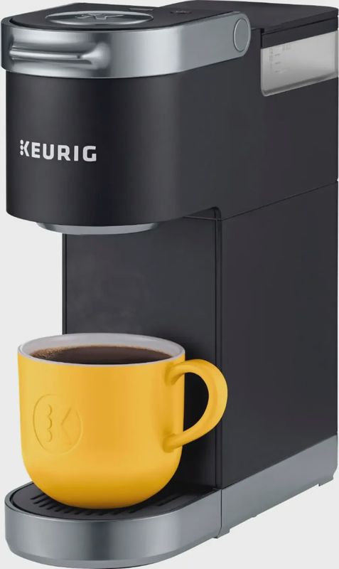 Side profile of the Keurig K-Mini Plus Coffee Maker highlighting its compact design.