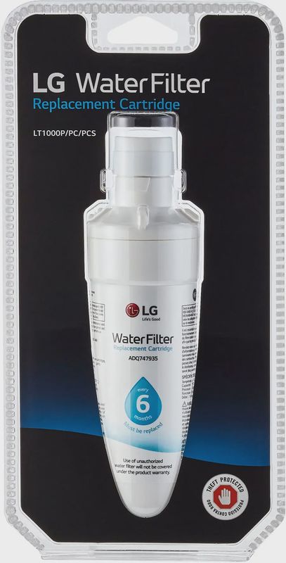 Packaging box for water filter compatible with select LG refrigerators