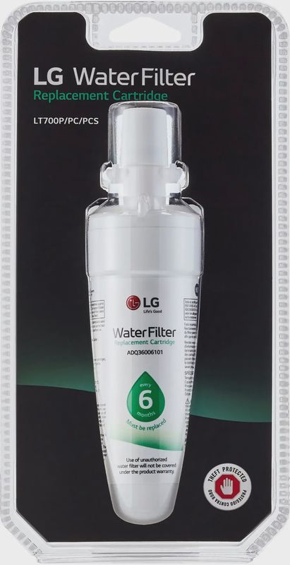Packaging box for white water filter compatible with select LG refrigerators