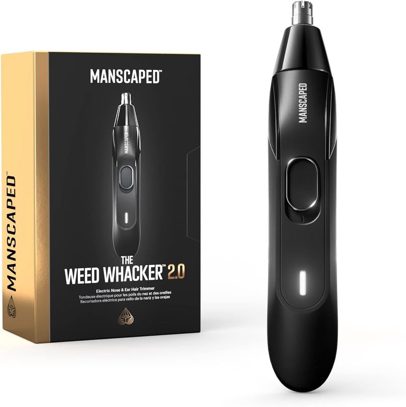 Manscaped Weed Whacker 2.0 nose hair trimmer displayed next to its packaging box.