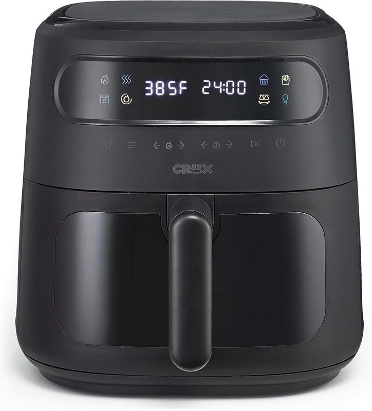 CRUX x Marshmello 8.0-quart digital air fryer with Marshmello branding and digital touchscreen controls