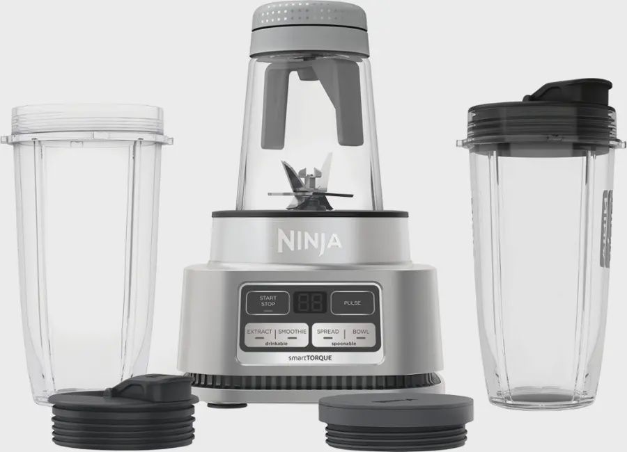 Front view of Ninja Foodi Smoothie Bowl Maker and Nutrient Extractor with control panel, bowl and other parts.