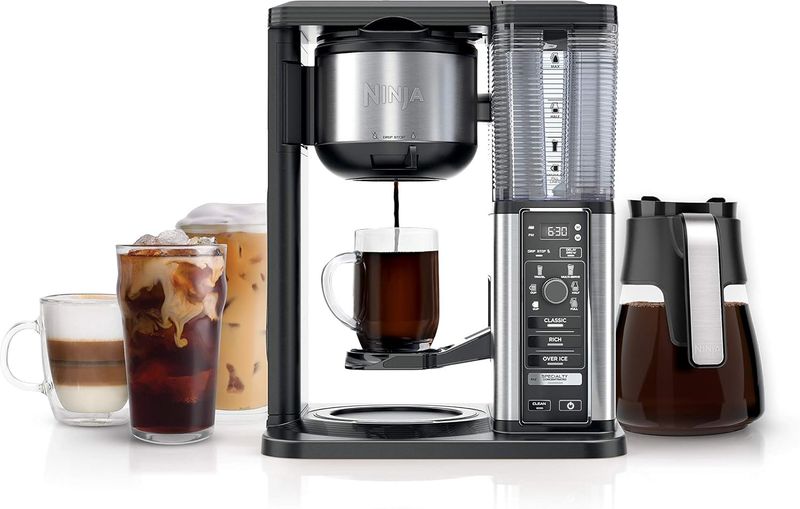 Sleek Ninja 10-Cup Specialty Coffee Maker designed for brewing both hot and iced coffee with easy-to-use controls.