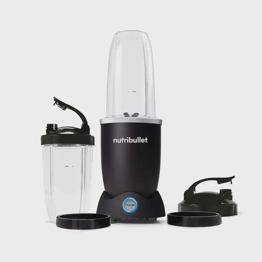 Front view of the NutriBullet Pro+ 1200 Watt Blender showcasing its sleek compact design.
