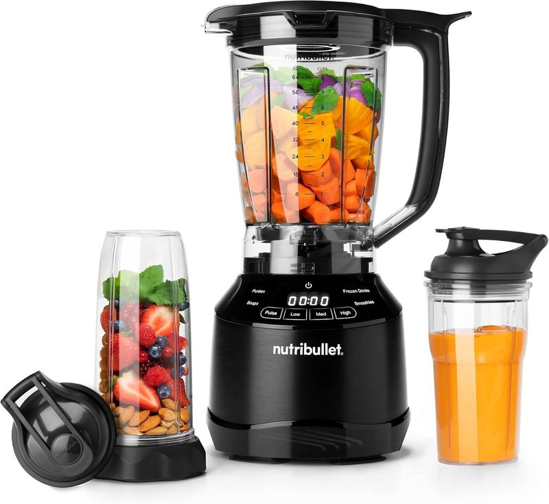 NutriBullet NBF50520 Touch Combo Blender filled with colorful fruits ready for blending.