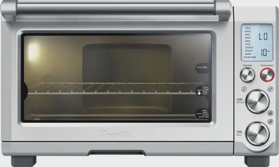 Breville Smart Oven Pro Convection Toaster Oven showcasing its stainless steel finish and digital control panel