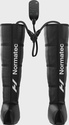 Hyperice Normatec 3 Legs System boots, front view showing full-leg compression sleeves.