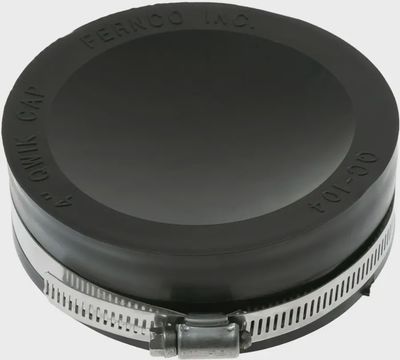 GE WX08X10070 black 4-inch PVC vent cap designed to seal ductwork openings.