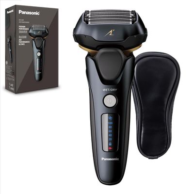 Panasonic ARC5 Electric Razor showcasing its sleek design and five-blade shaving system.