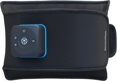 Zoomed view of the massager’s built-in controls for temperature and vibration settings.