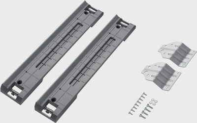 Samsung 27-inch stacking kit showing metal brackets and installation hardware.