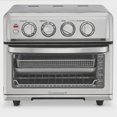 Cuisinart 0.6 Cu. Ft. Air Fryer Toaster Oven with Grill, stainless steel finish, digital controls, and glass door