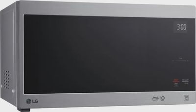 Side view of LG NeoChef Countertop Microwave highlighting sleek design.