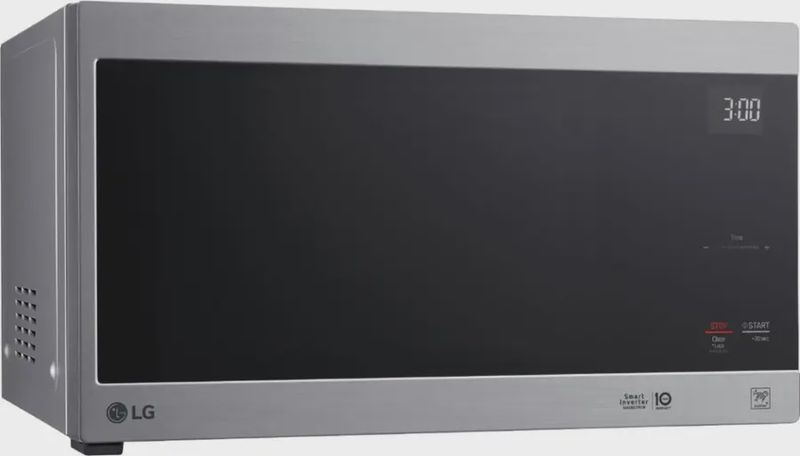 Side view of LG NeoChef Countertop Microwave highlighting sleek design.
