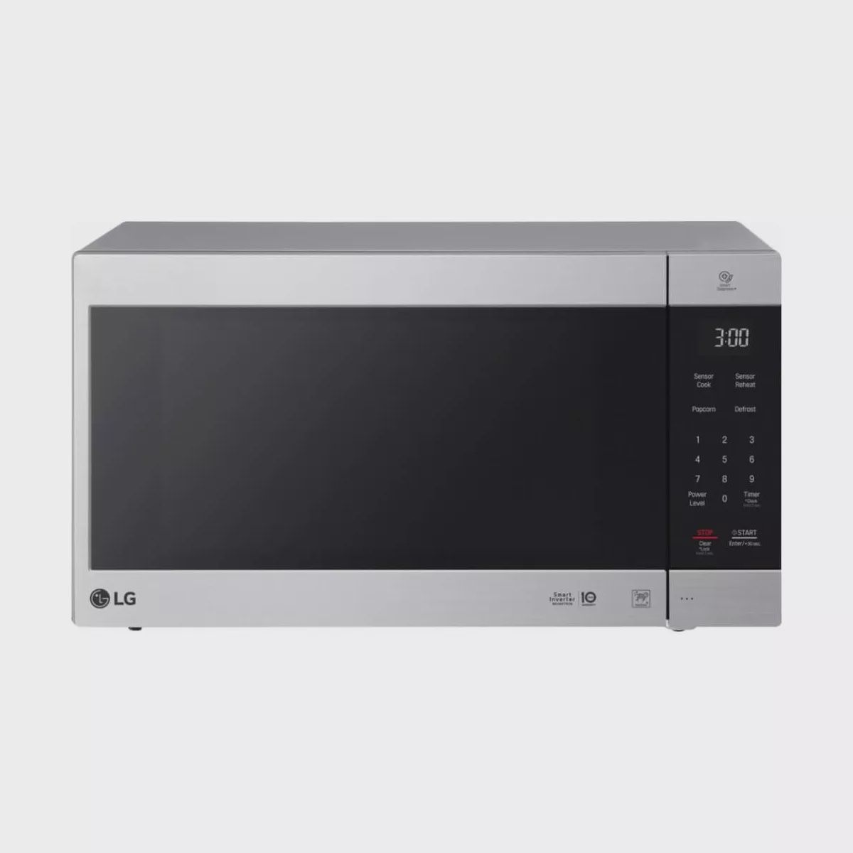 Front view of LG NeoChef 2.0 Cu. Ft. Countertop Microwave with digital display and control panel.
