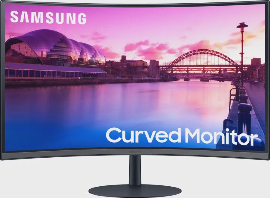 Front view of the Samsung 27&quot; S39C curved monitor showing its slim bezels and stand.