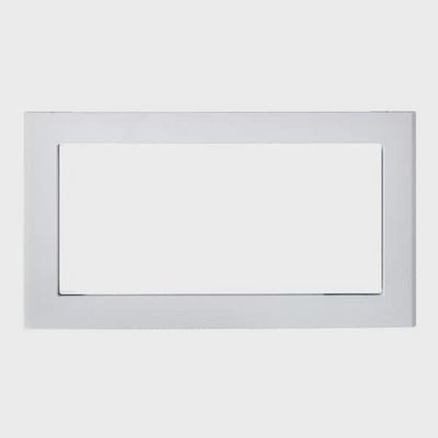 GE JX830DFWW 30‑inch built‑in microwave trim kit in white, featuring integrated metal frame and louvers.