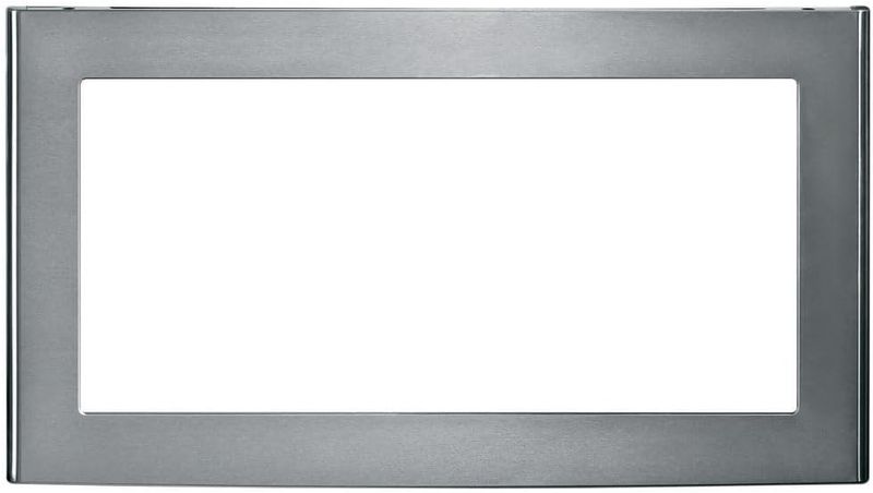 GE JX830SFSS 30-inch stainless steel built-in trim kit designed for GE countertop microwaves.