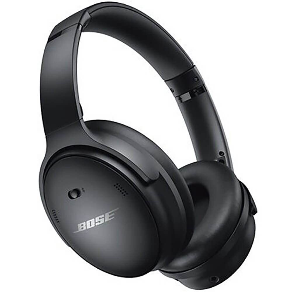 Bose QuietComfort 45 Wireless Bluetooth Headphones in Triple Black, showcasing plush ear cushions and sleek design