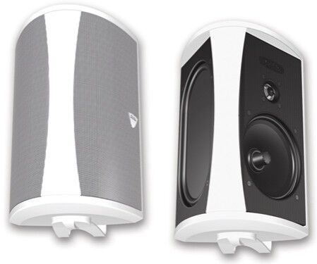 Definitive Technology AW5500 outdoor speaker with weather-resistant black finish and grille