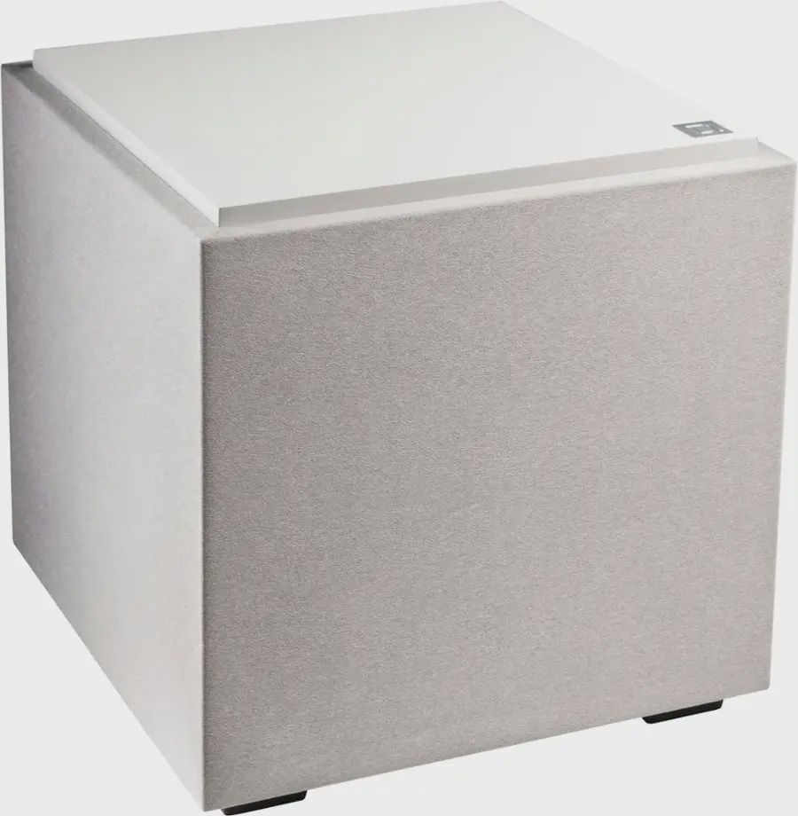 Top view of the Definitive Technology Descend DN10 subwoofer showing the sleek black finish and minimalistic design