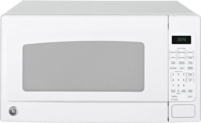 GE 2.0 cu. ft. countertop microwave with sensor cooking, defrost, and digital control panel.