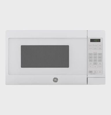 GE 0.7 Cu. Ft. countertop microwave oven in white with convenience cooking controls and compact design