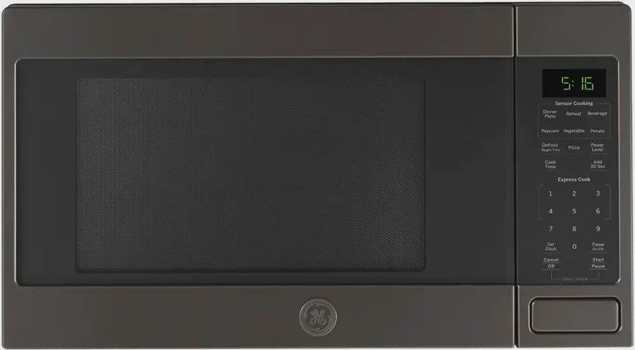 GE 1.6 cu. ft. countertop microwave with digital controls.