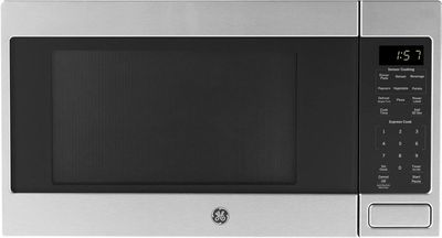 GE JES1657SMSS 1.6 cu. ft. countertop microwave oven in stainless steel with digital control panel and turntable