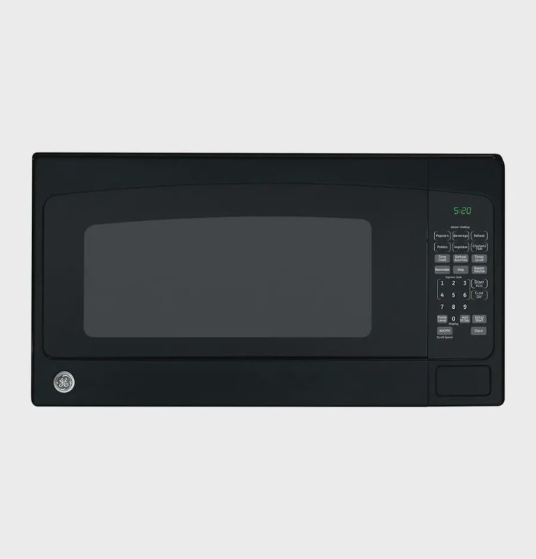 GE 2.0 cu. ft. countertop microwave with digital controls and sensor cooking.