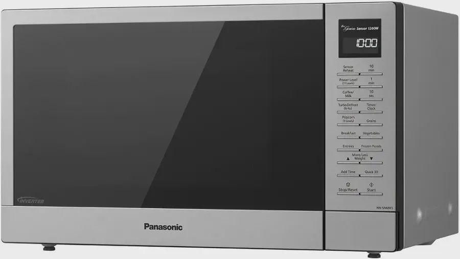Side view of the Panasonic SN68KS 1.2 Cu Ft 1200 W microwave.