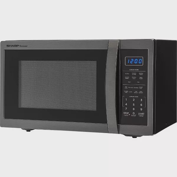 Side view of Sharp Carousel 1.4 Cu. Ft. Mid-Size Microwave
