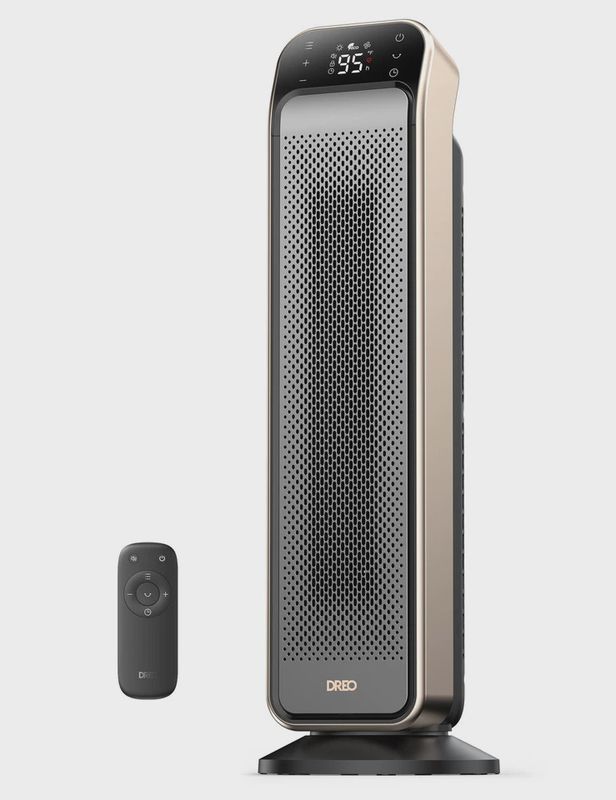 Dreo 25-inch fast portable room heater with remote control and built-in thermostat in white finish