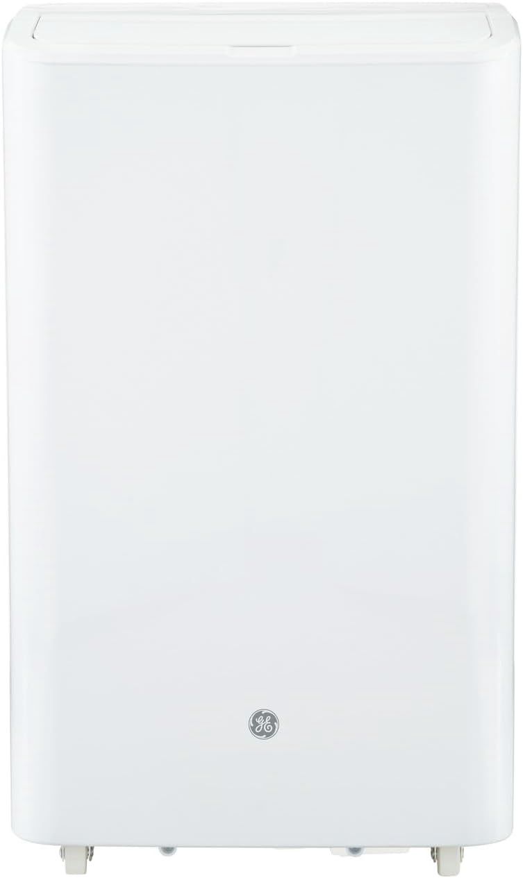 GE 10,000 BTU portable air conditioner in white, designed for medium rooms up to 350 sq ft.