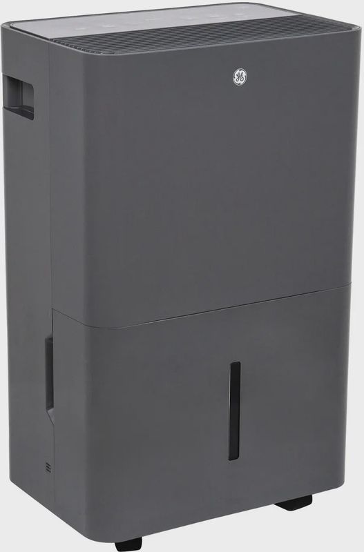 GE 50-pint portable dehumidifier with Energy Star rating and Smart Dry technology.