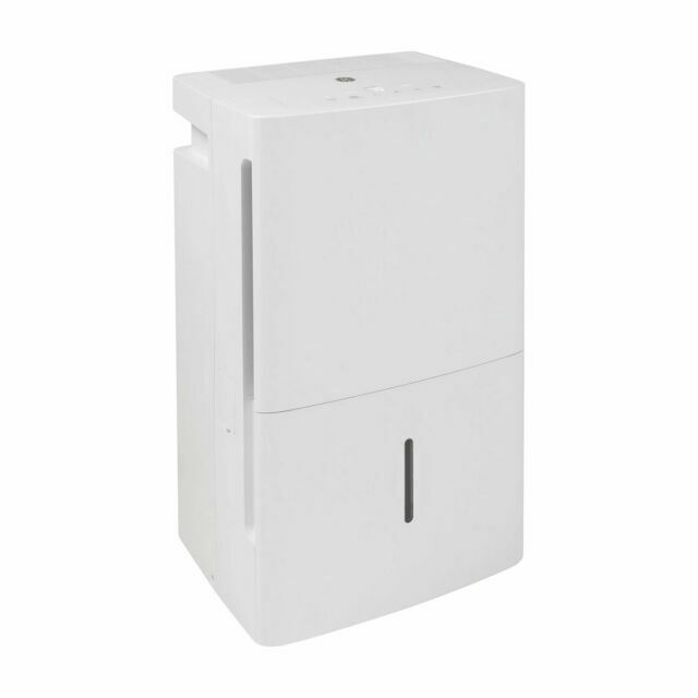 GE 50-pint portable dehumidifier, 115V model with digital controls.