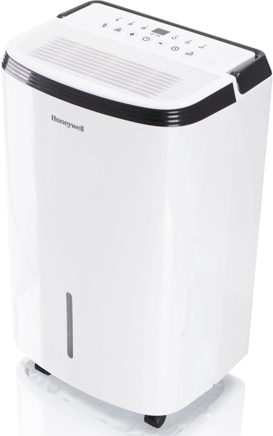 Honeywell 50 Pint Energy Star Smart Dehumidifier in white with digital display