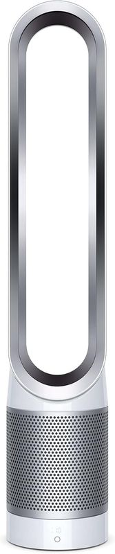 Front view of Dyson Pure Cool TP01 tower air purifier and fan in silver color