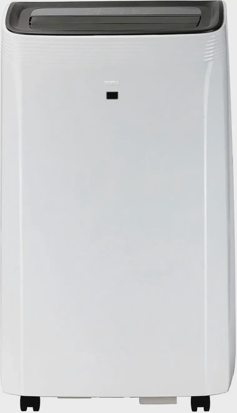 Front view of the TCL 10,000 BTU smart portable air conditioner with control panel visible.