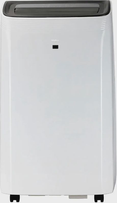Front view of the TCL 10,000 BTU smart portable air conditioner with control panel visible.
