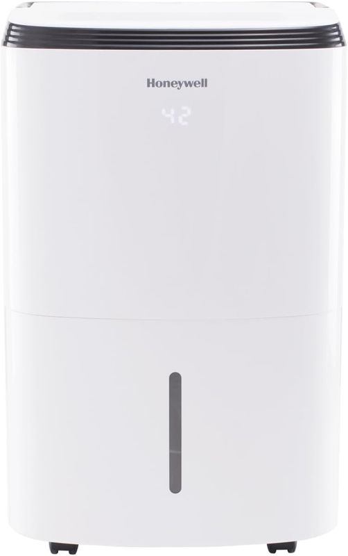Honeywell 70 Pint Energy Star Smart Dehumidifier in white with digital display.