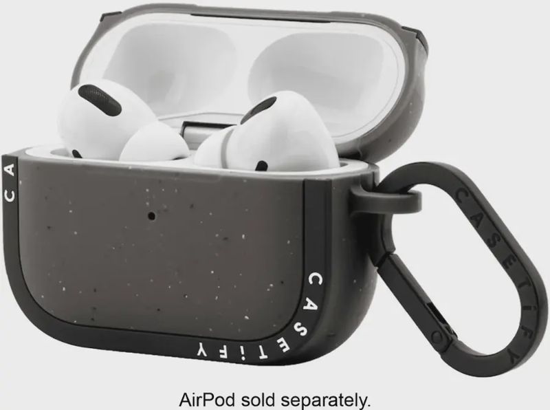 CASETiFY Bounce Case for AirPods Pro (2nd Generation) with the earbuds securely placed inside, showcasing the rugged design