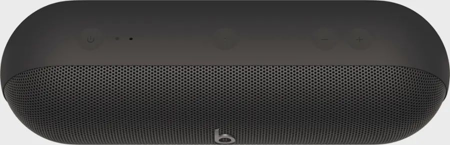 Top view of Beats Pill+ speaker featuring control buttons and Beats logo