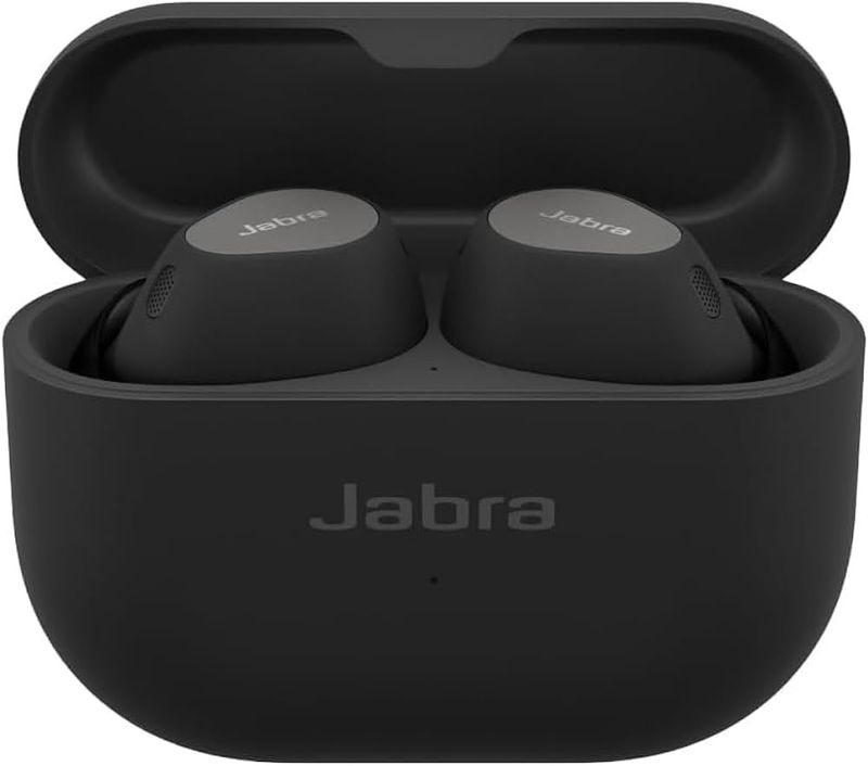 Jabra Elite 10 Titanium Black true wireless in-ear headphones with charging case.